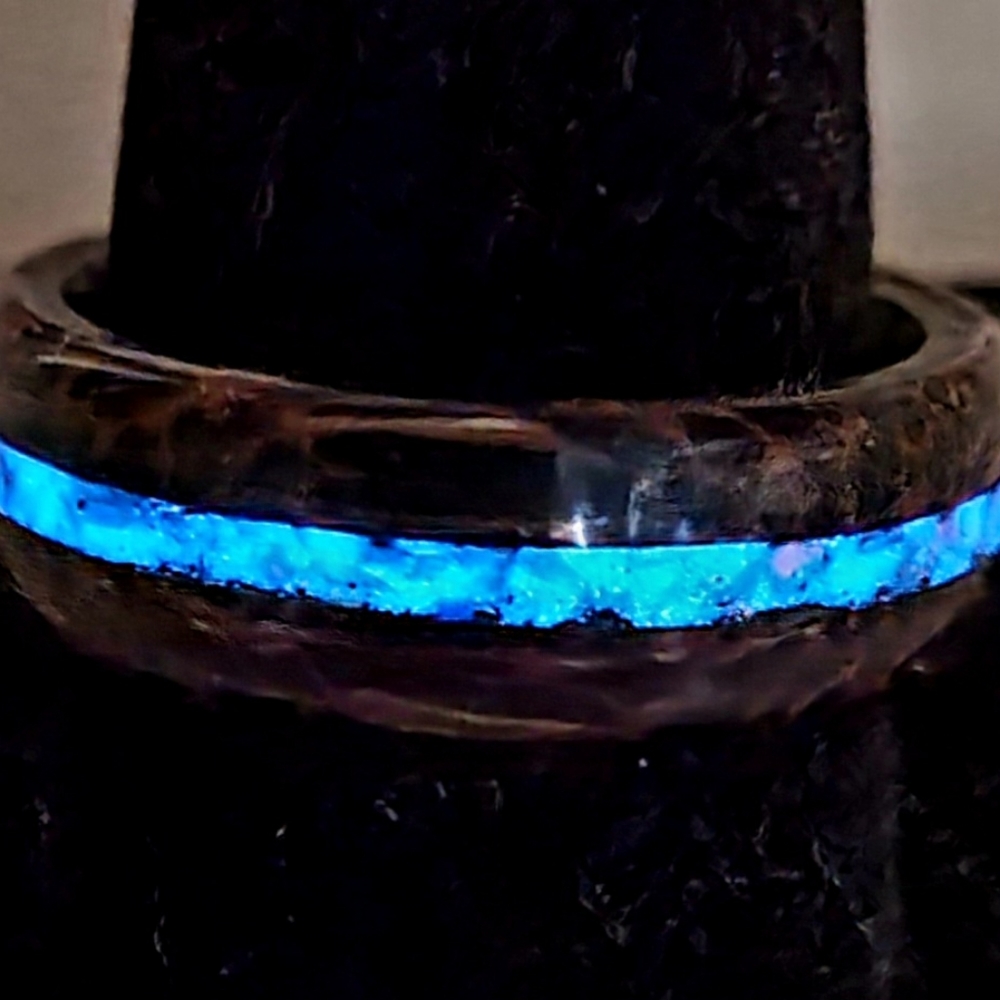 One of a kind handmade wood glow ring